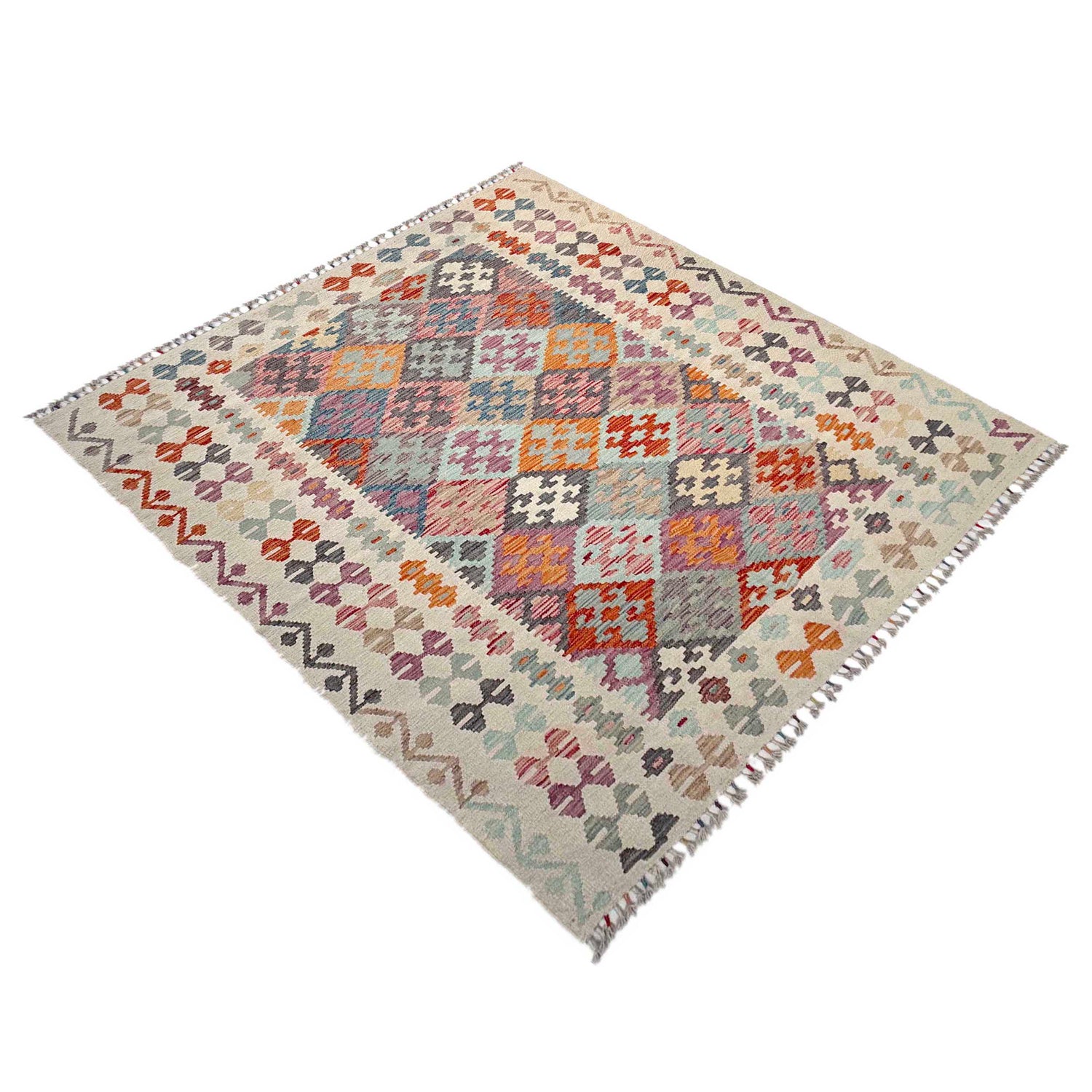 Handmade Vegetable Kilim 5' 0" x 6' 7" (ft) - No. Y37294