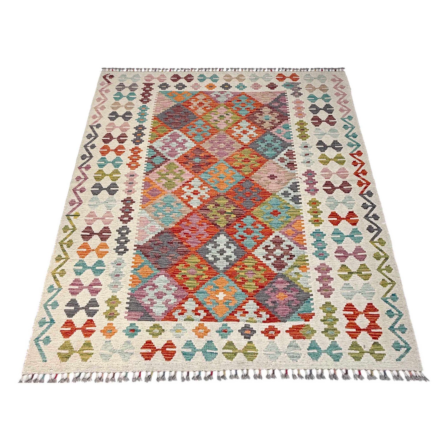 Handmade Vegetable Kelim 5' 1" x 6' 7" (ft) - No. Y37295