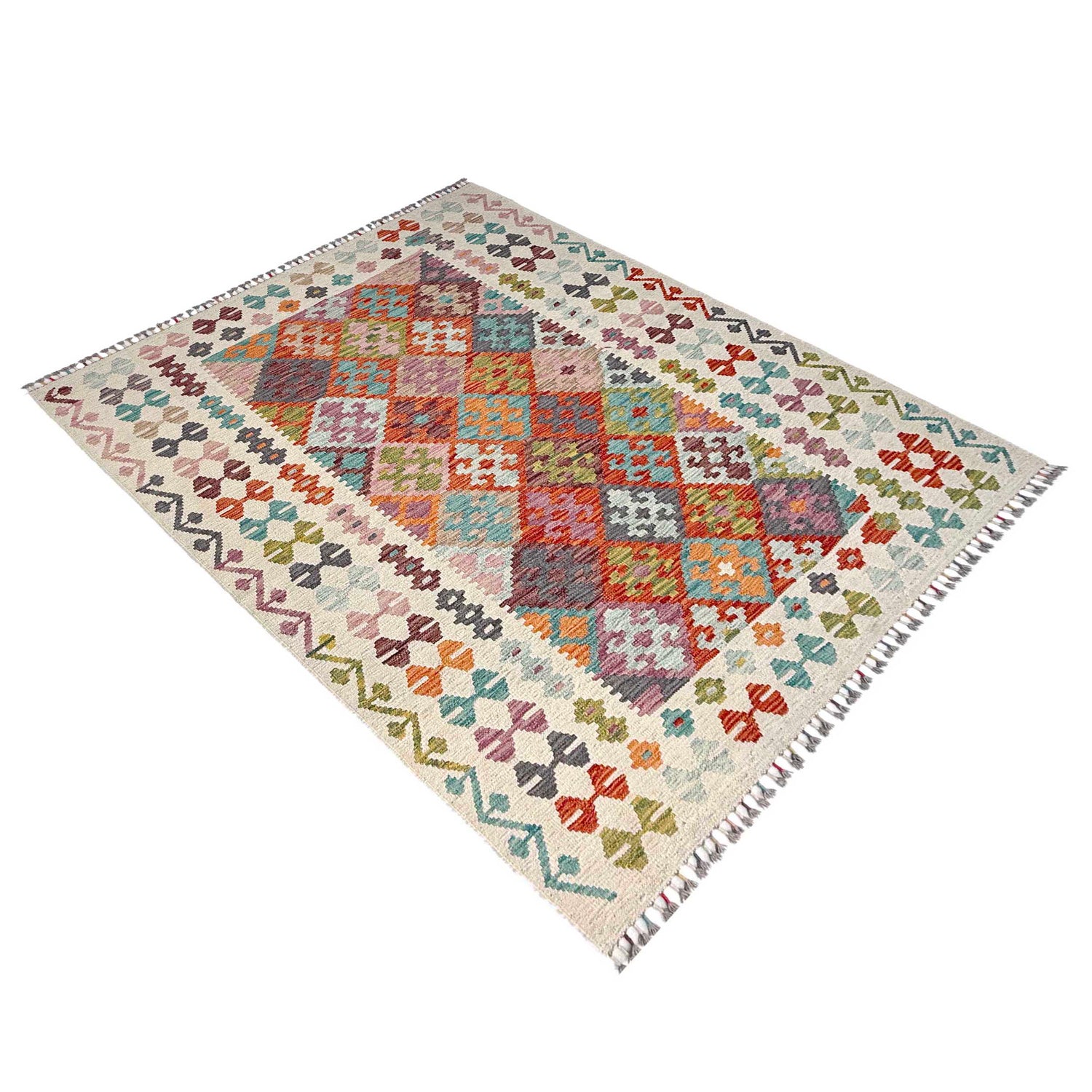 Handmade Vegetable Kelim 5' 1" x 6' 7" (ft) - No. Y37295