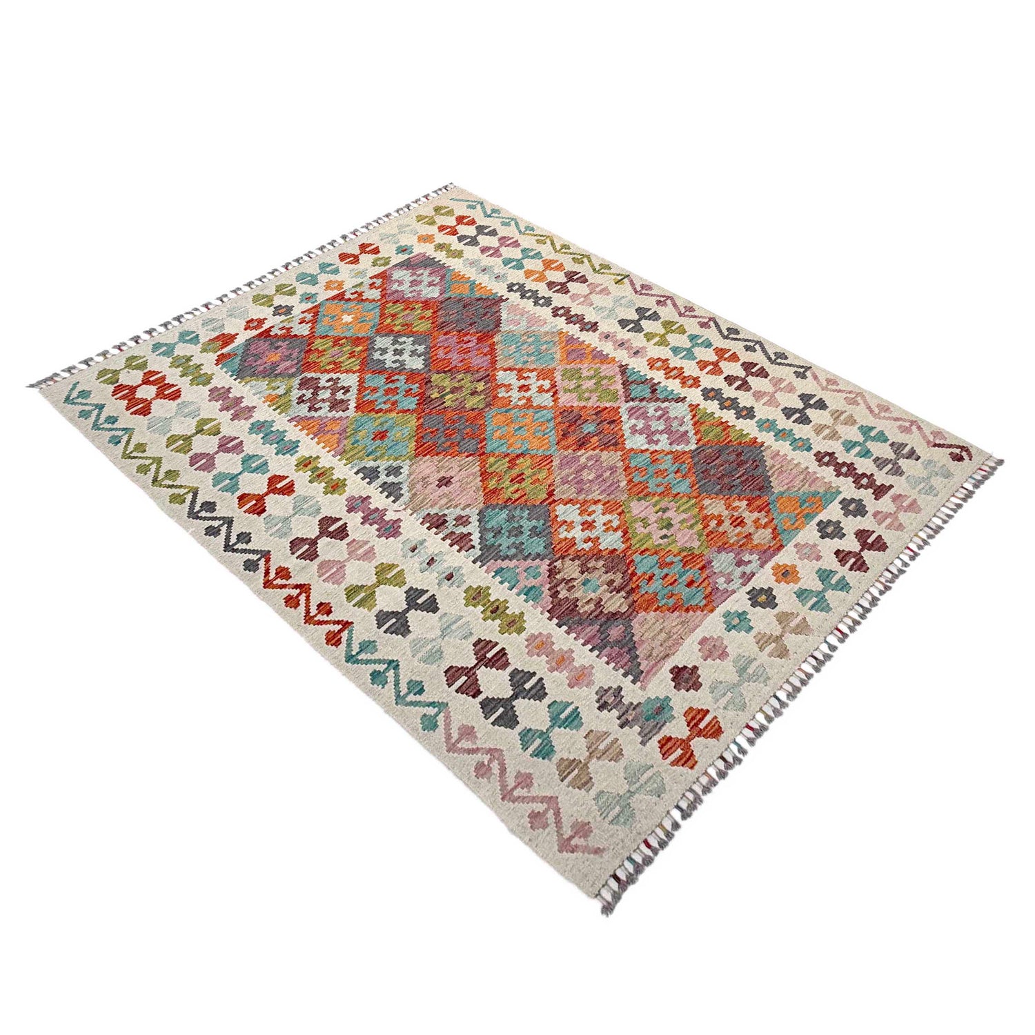 Handmade Vegetable Kelim 5' 1" x 6' 7" (ft) - No. Y37295