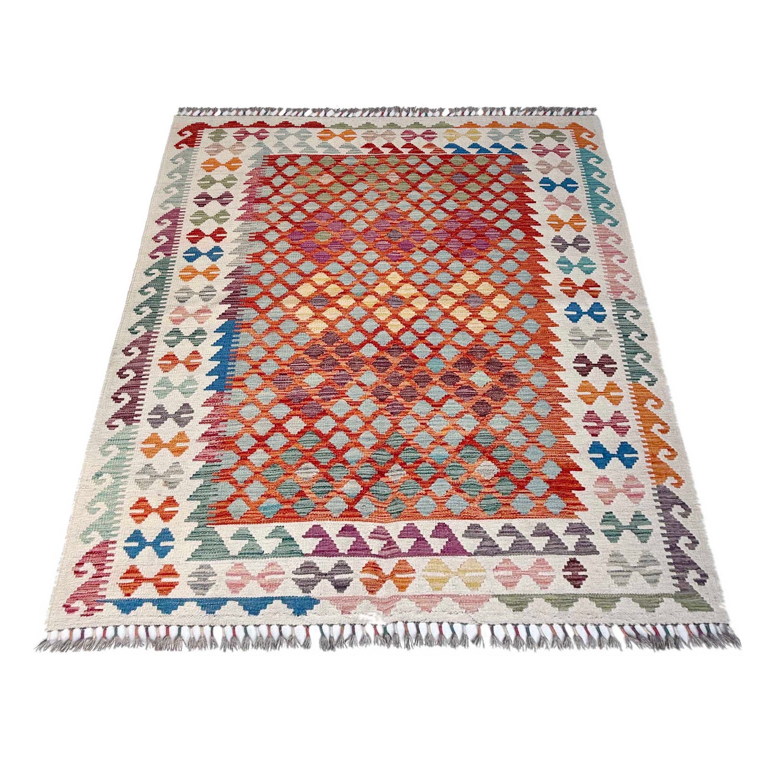 Handmade Vegetable Kilim 5' 1" x 6' 7" (ft) - No. Y37300