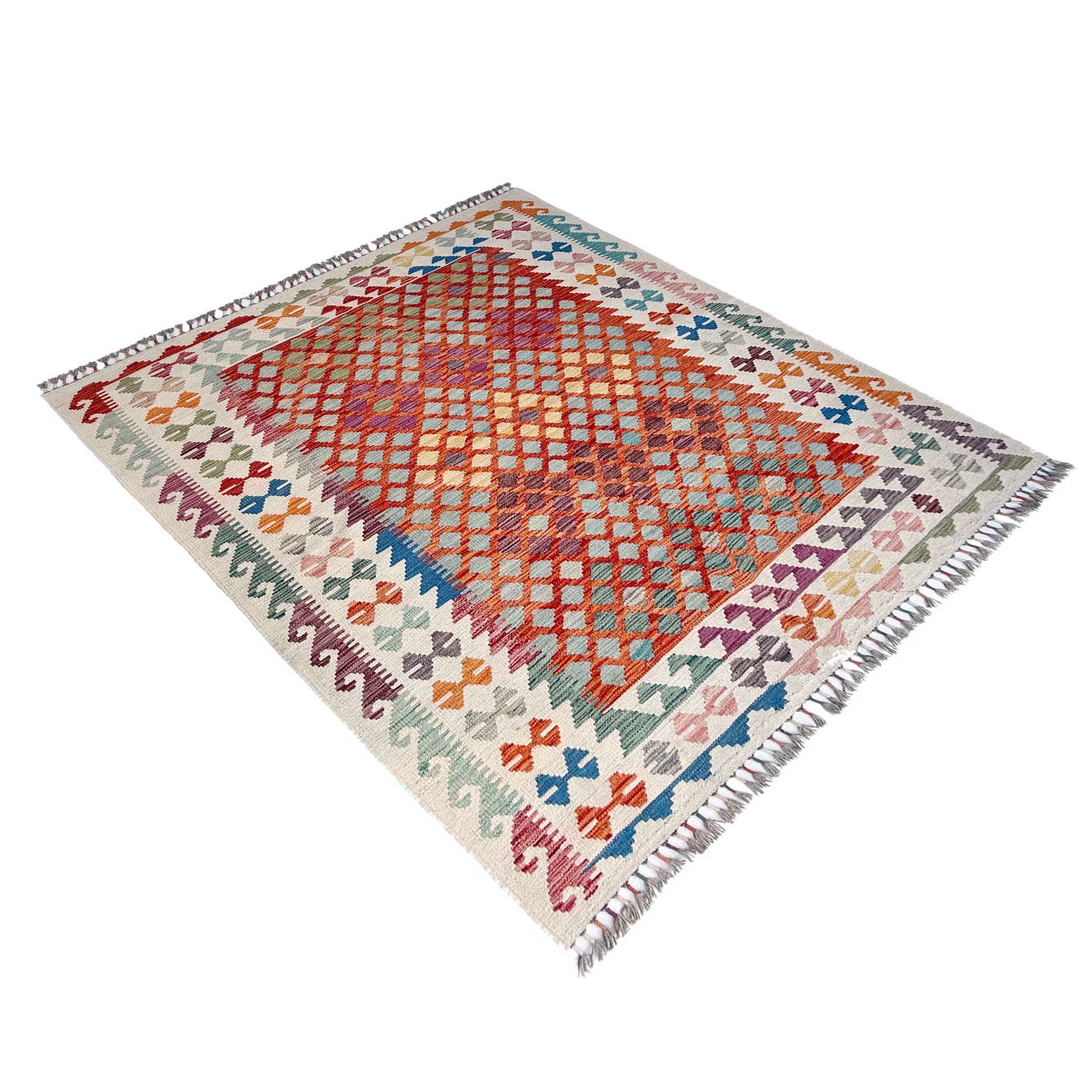 Handmade Vegetable Kilim 5' 1" x 6' 7" (ft) - No. Y37300