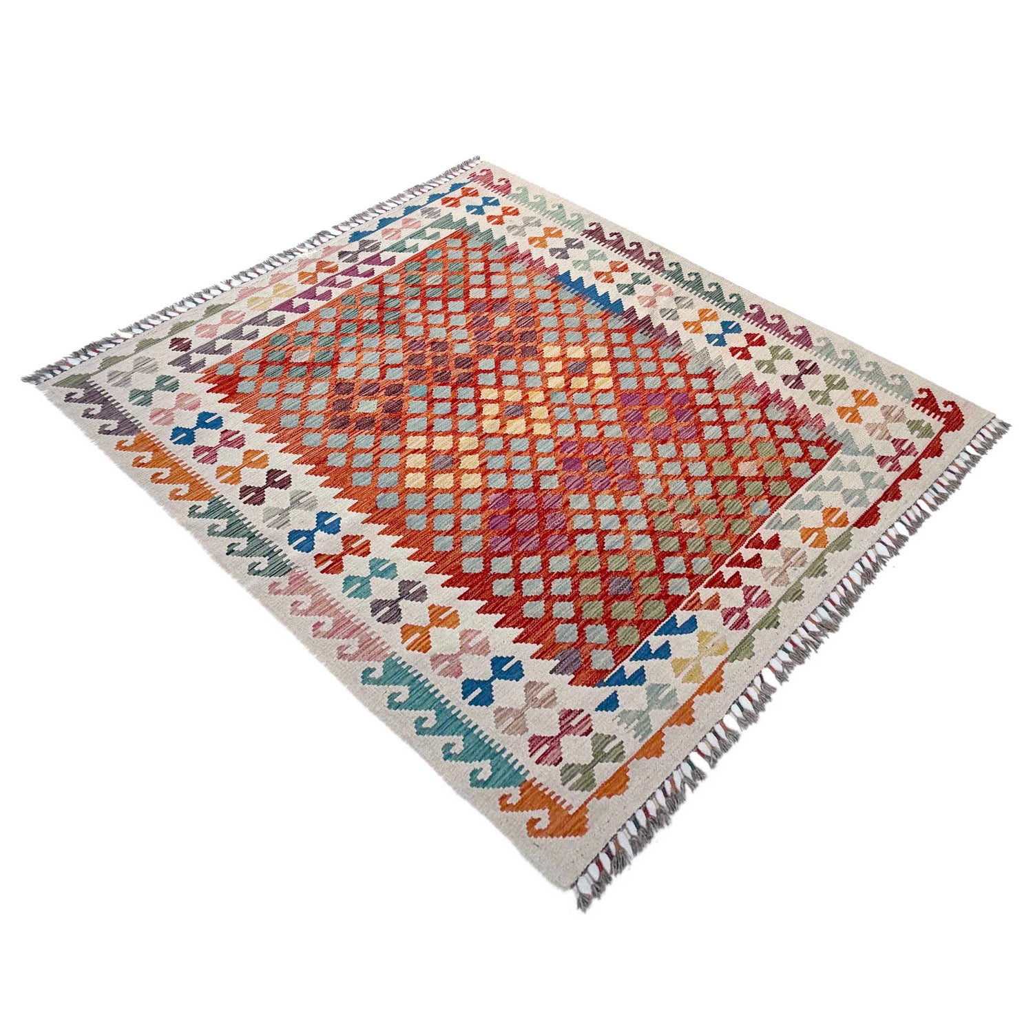 Handmade Vegetable Kilim 5' 1" x 6' 7" (ft) - No. Y37300