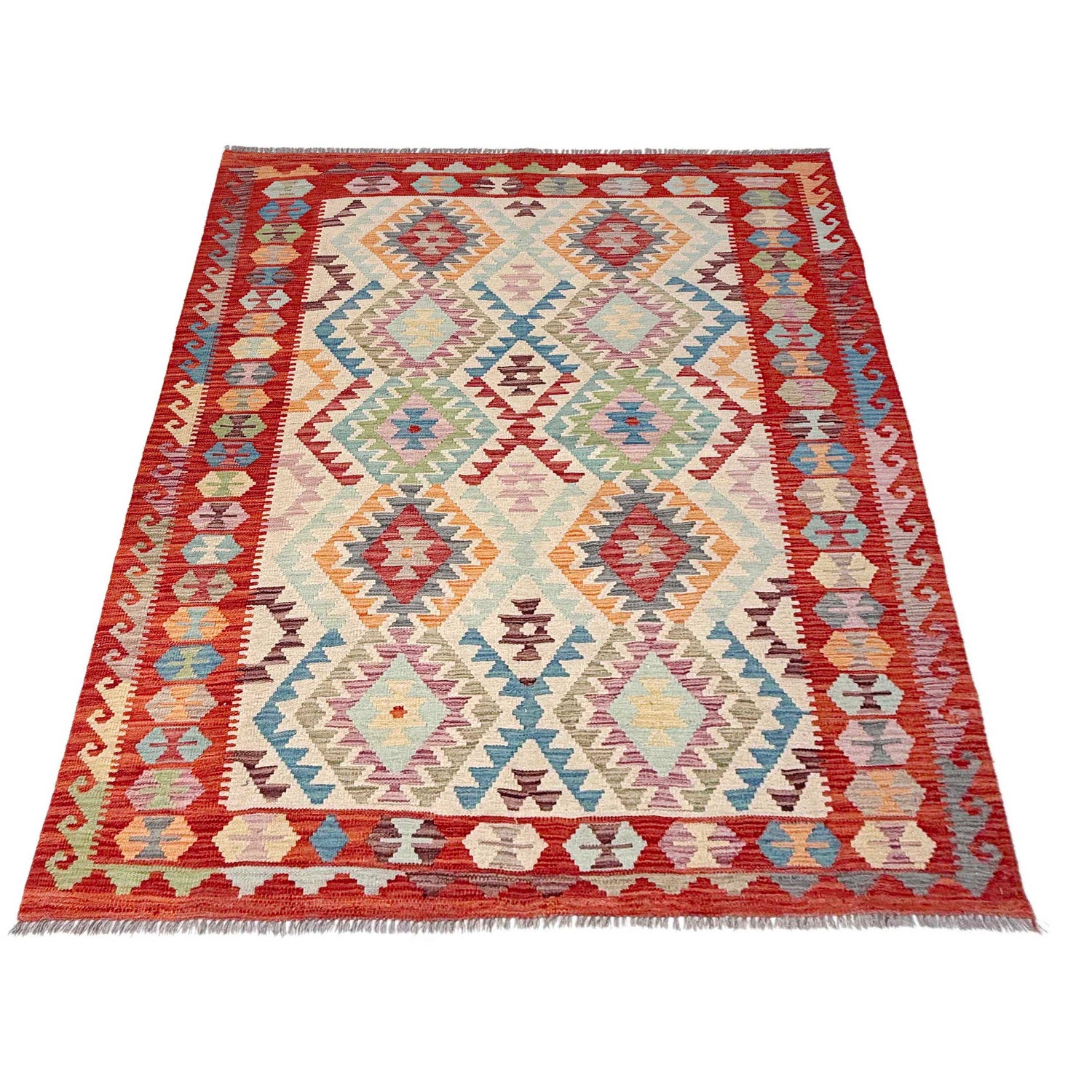 Handmade Vegetable Kilim 5' 1" x 6' 8" (ft) - No. Y37307