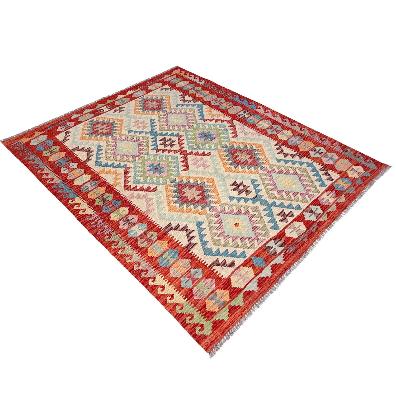 Handmade Vegetable Kilim 5' 1" x 6' 8" (ft) - No. Y37307
