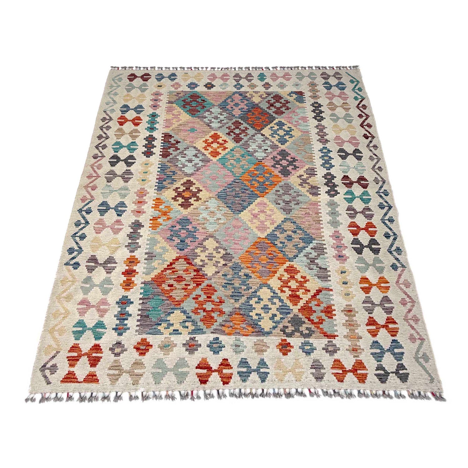 Handmade Vegetable Kelim 5' 1" x 6' 8" (ft) - No. Y37329