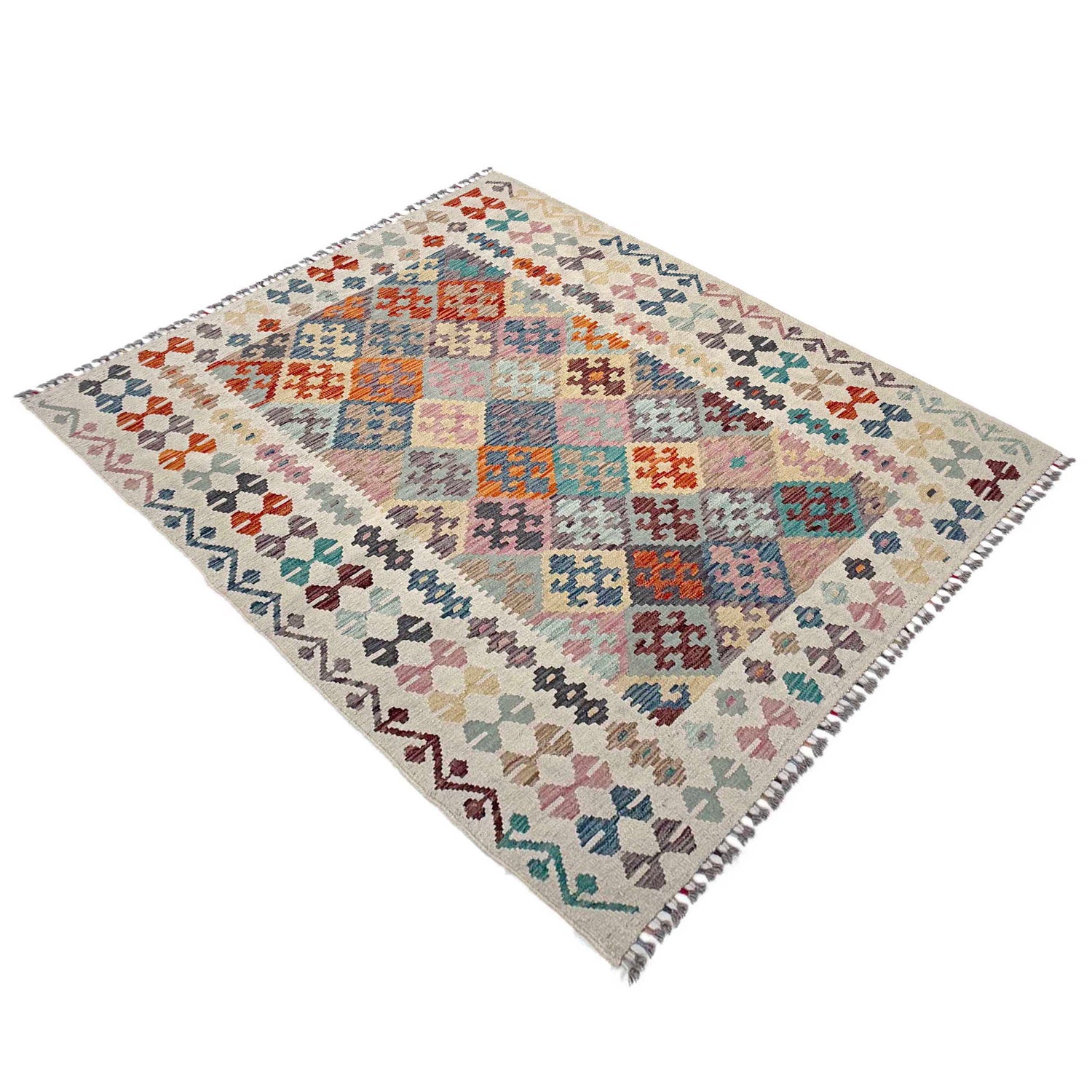 Handmade Vegetable Kelim 5' 1" x 6' 8" (ft) - No. Y37329