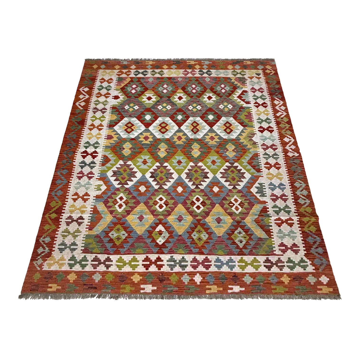 Handmade Vegetable Kelim 6' 6" x 9' 8" (ft) - No. Y37447