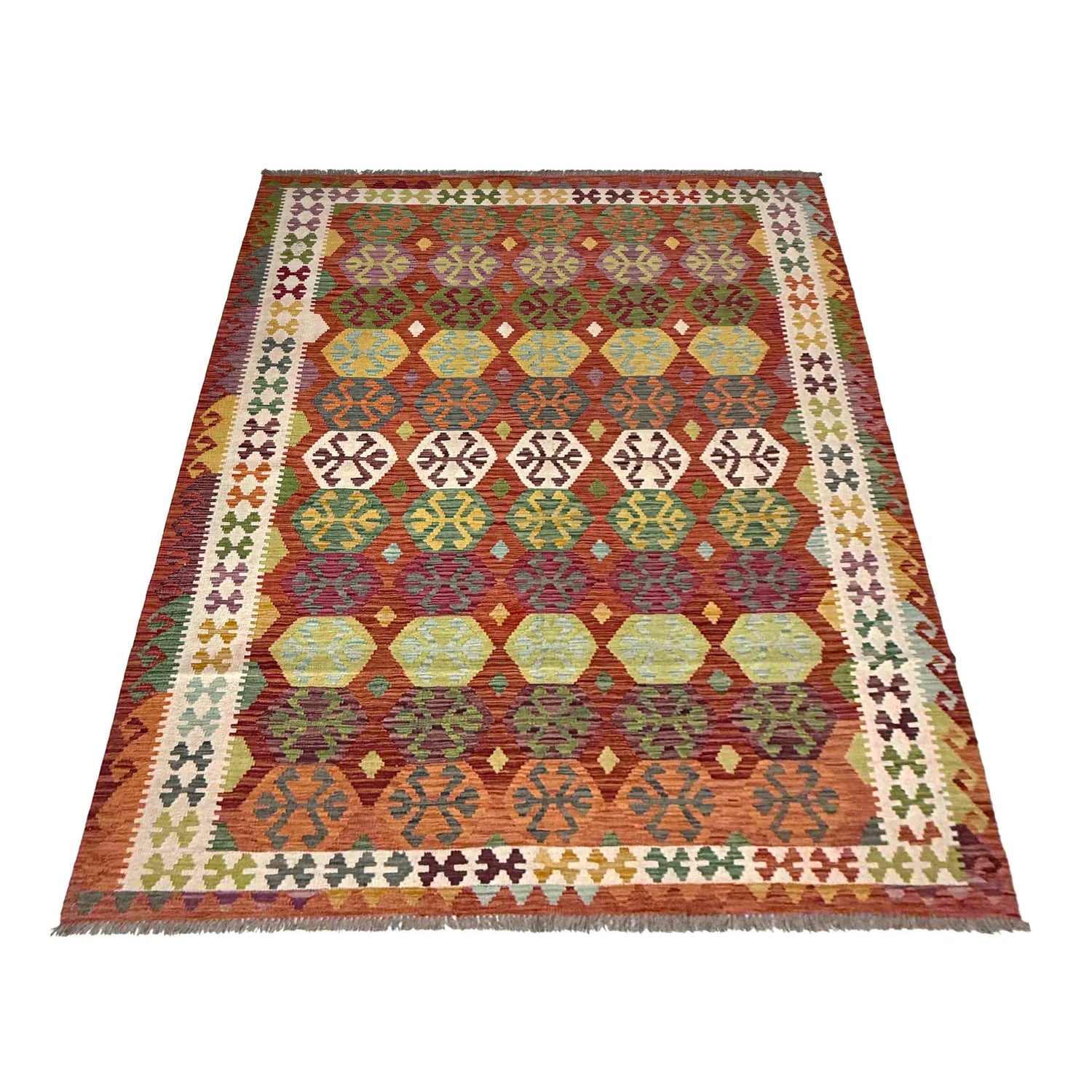 Handmade Vegetable Kelim 6' 8" x 9' 10" (ft) - No. Y37452