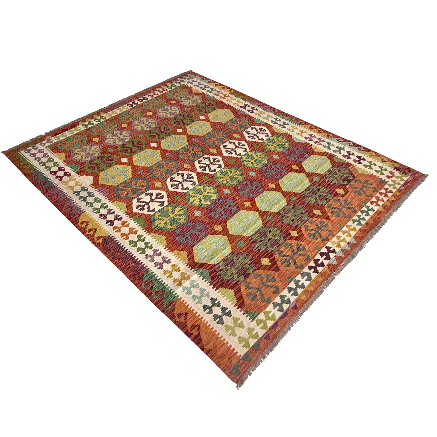 Handmade Vegetable Kelim 6' 8" x 9' 10" (ft) - No. Y37452