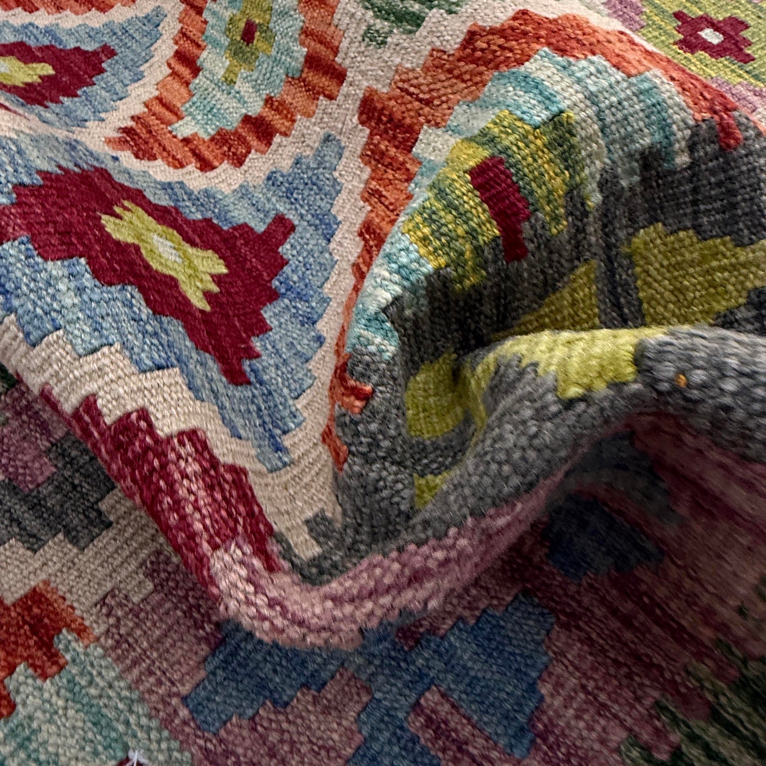 Handmade Vegetable Kelim 6' 8" x 9' 7" (ft) - No. Y37455