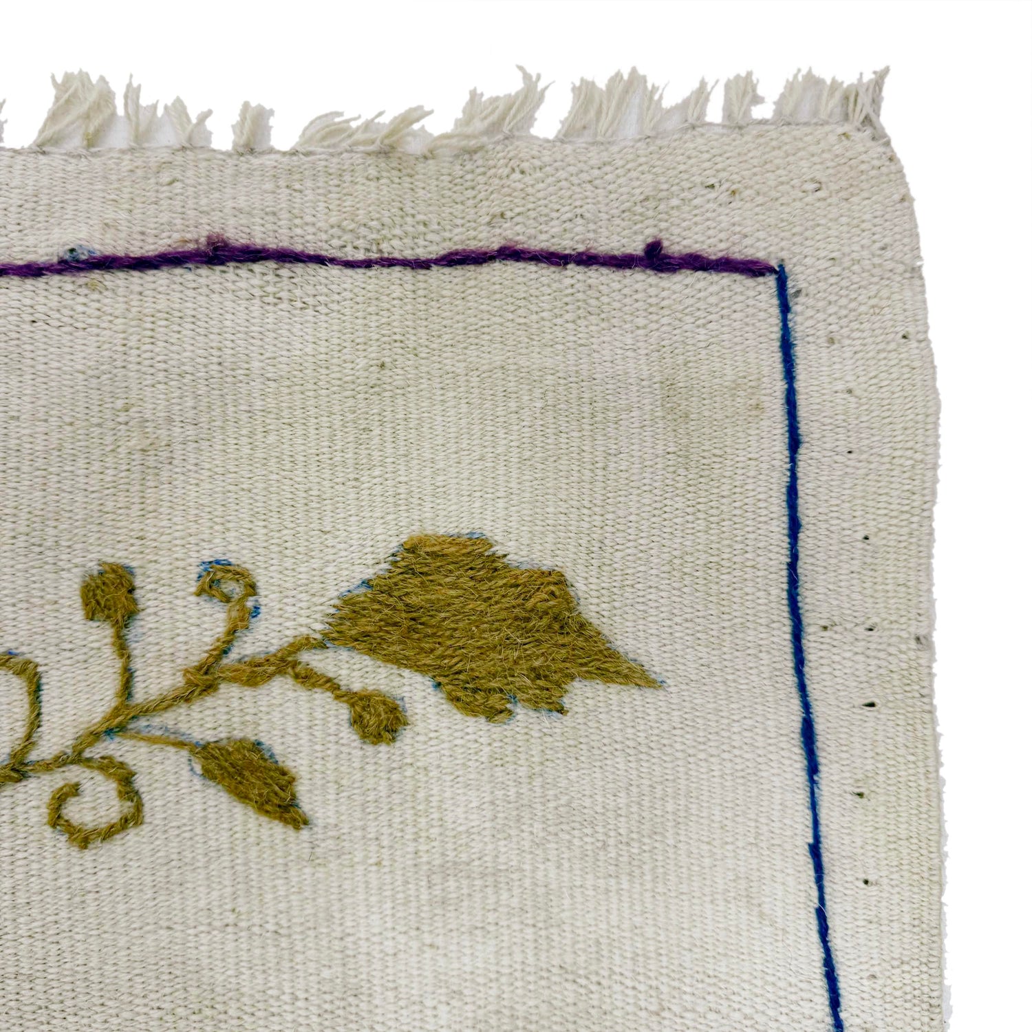 Ivory Color Embroidery Flatweave Kilim 3' 10" x 6' 4" (ft) - No. Y37553