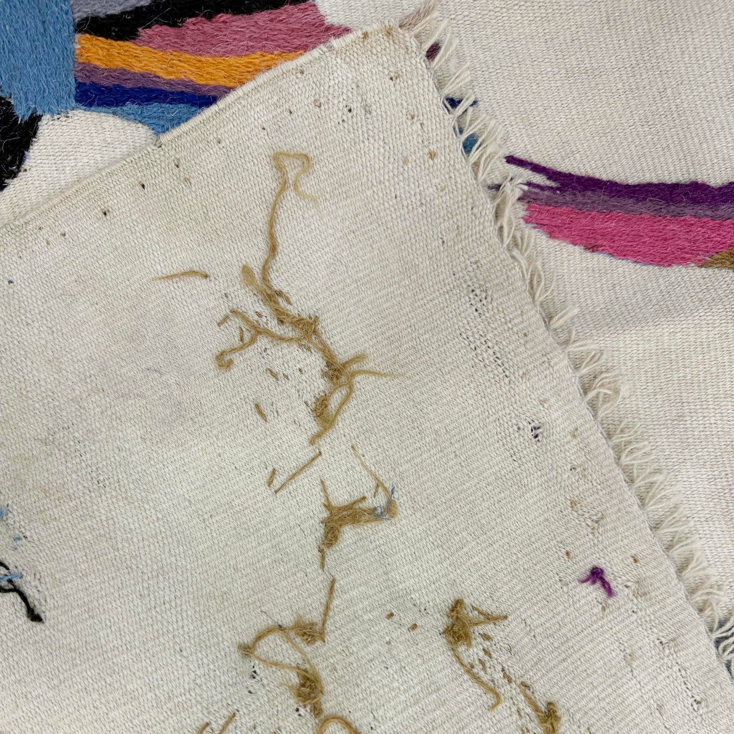 Ivory Color Embroidery Flatweave Kilim 3' 10" x 6' 4" (ft) - No. Y37553