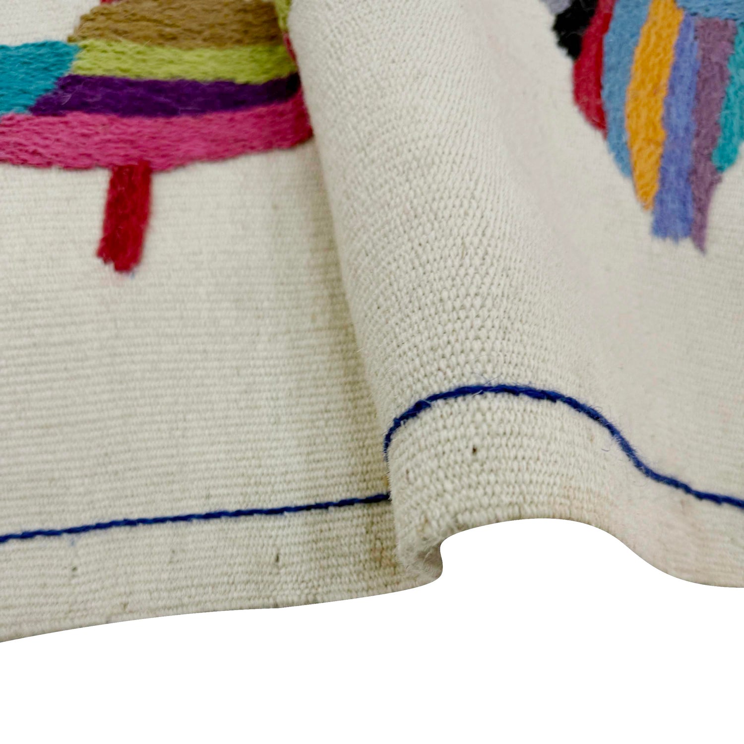 Ivory Color Embroidery Flatweave Kilim 3' 10" x 6' 4" (ft) - No. Y37553