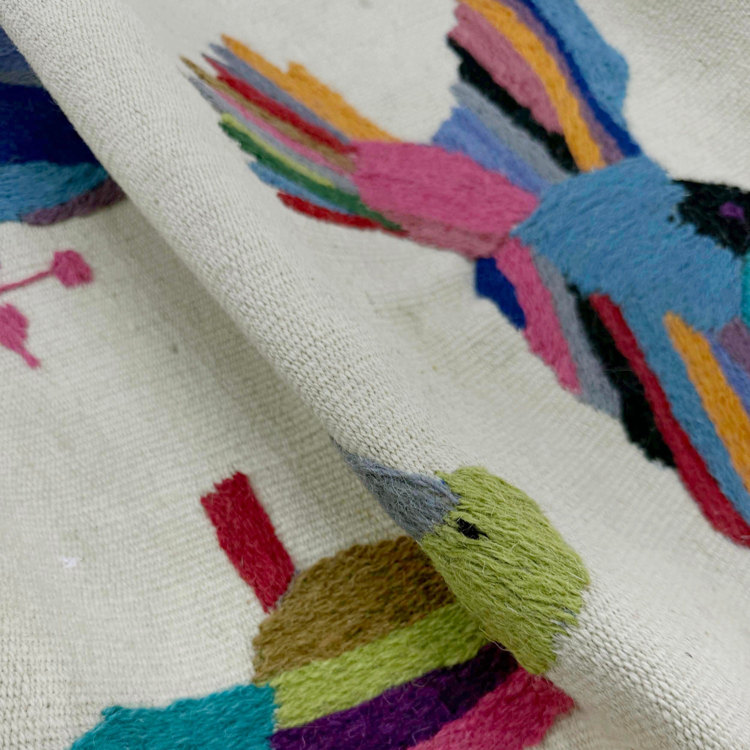 Ivory Color Embroidery Flatweave Kilim 3' 10" x 6' 4" (ft) - No. Y37553