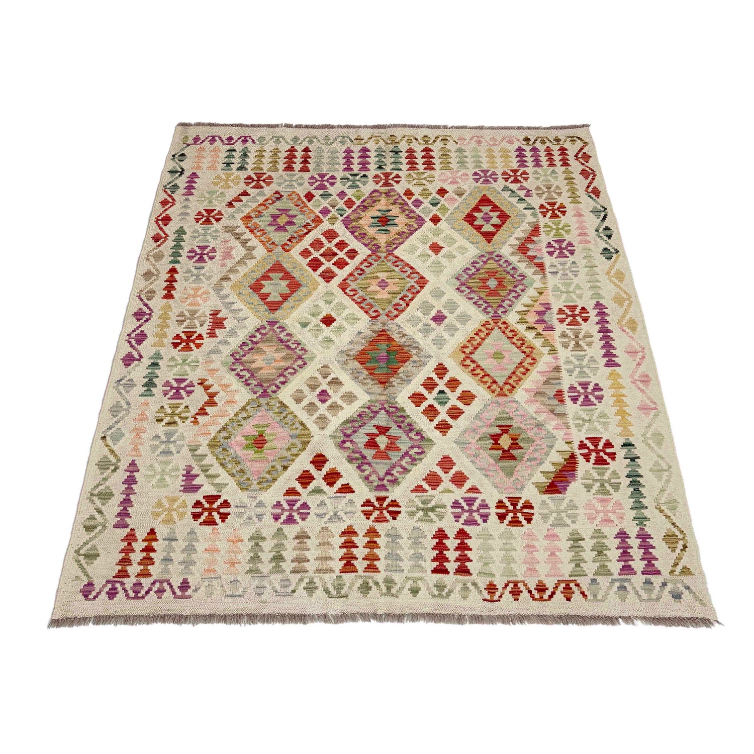 Handmade Vegetable Kilim 5' 0" x 6' 5" (ft) - No. Y39110
