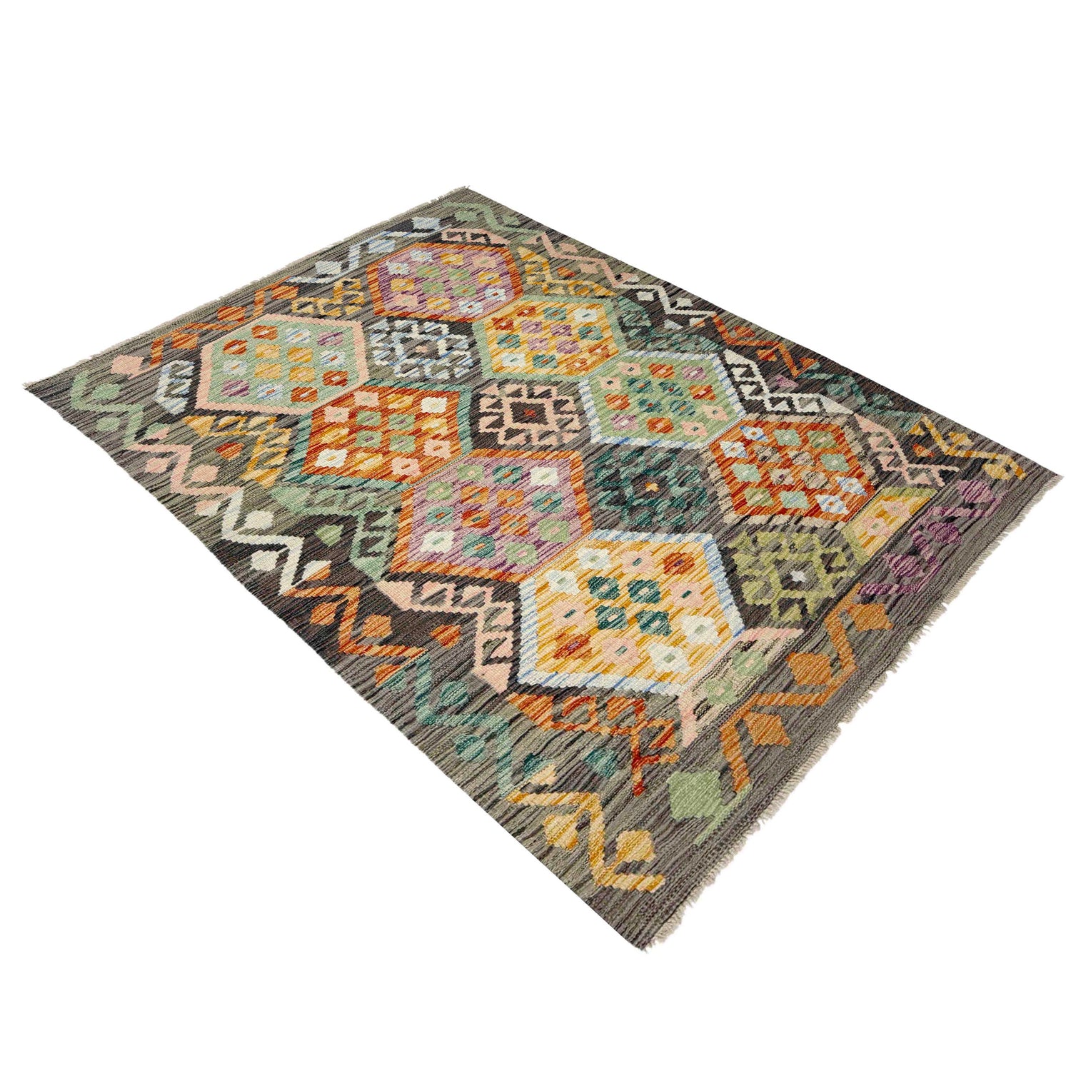 Handmade Vegetable Kilim 4' 0" x 5' 10" (ft) - No. Y39114