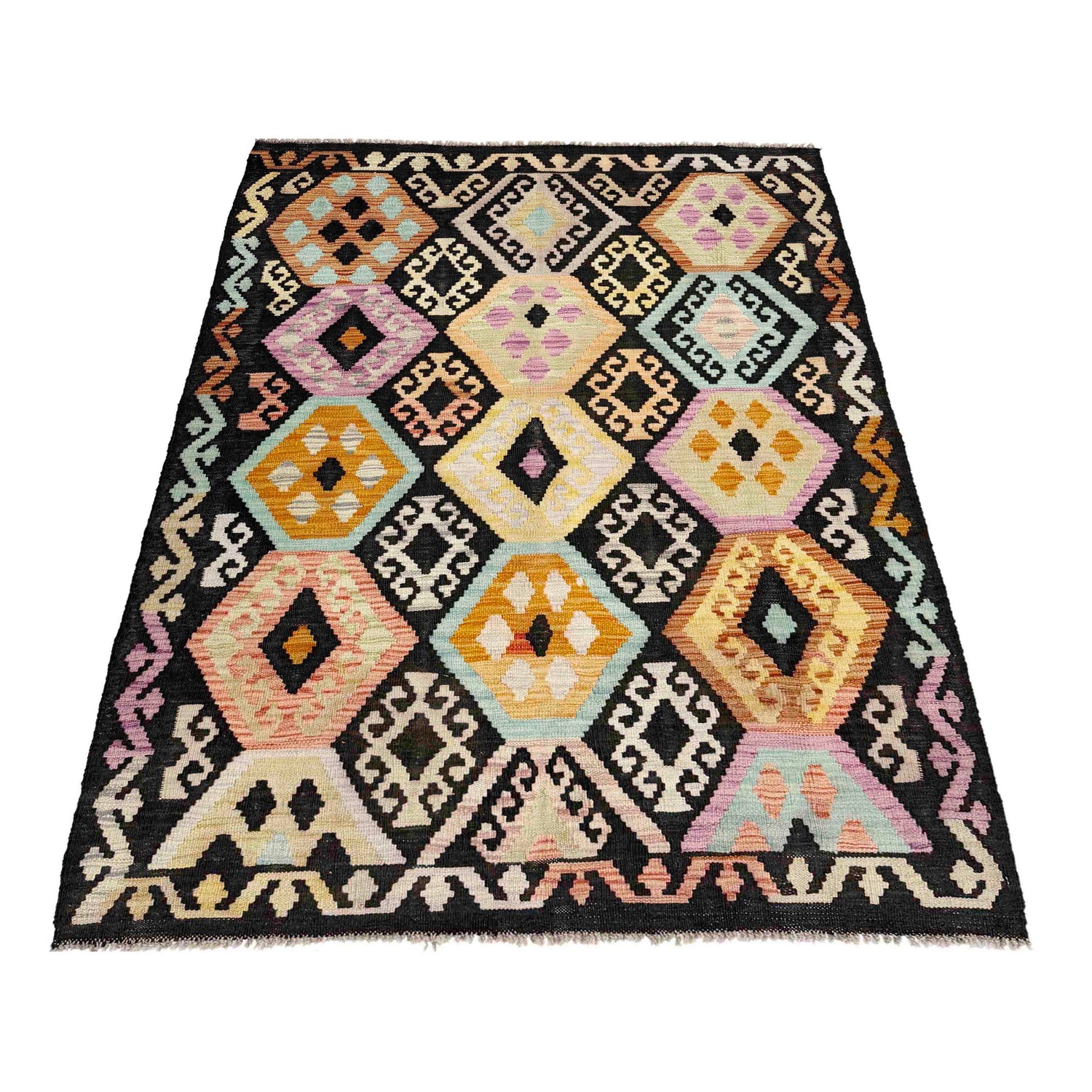 Handmade Vegetable Kilim 4' 1" x 6' 2" (ft) - No. Y39116