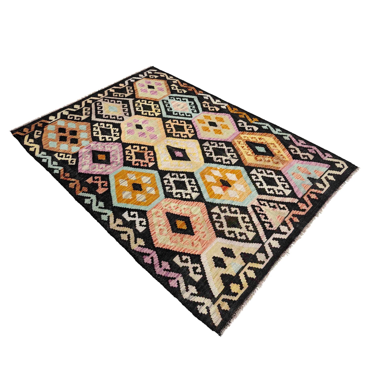 Handmade Vegetable Kilim 4' 1" x 6' 2" (ft) - No. Y39116