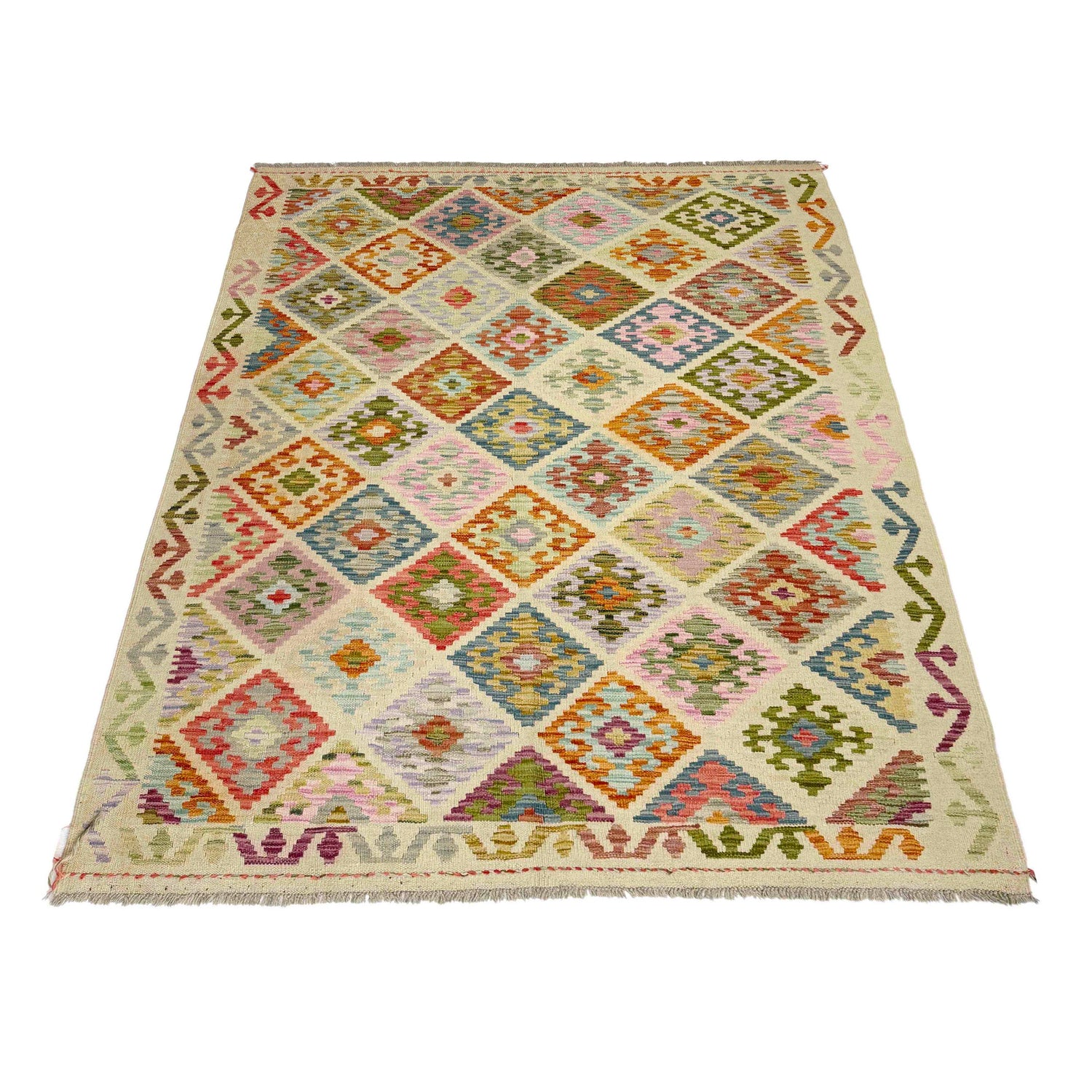 Handmade Vegetable Kelim 4' 10" x 6' 7" (ft) - No. Y39127