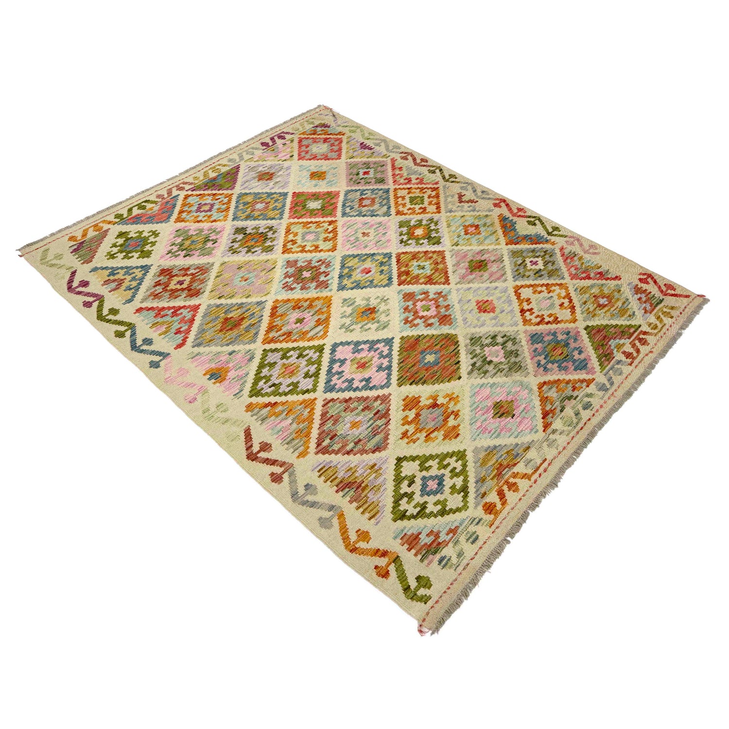 Handmade Vegetable Kelim 4' 10" x 6' 7" (ft) - No. Y39127