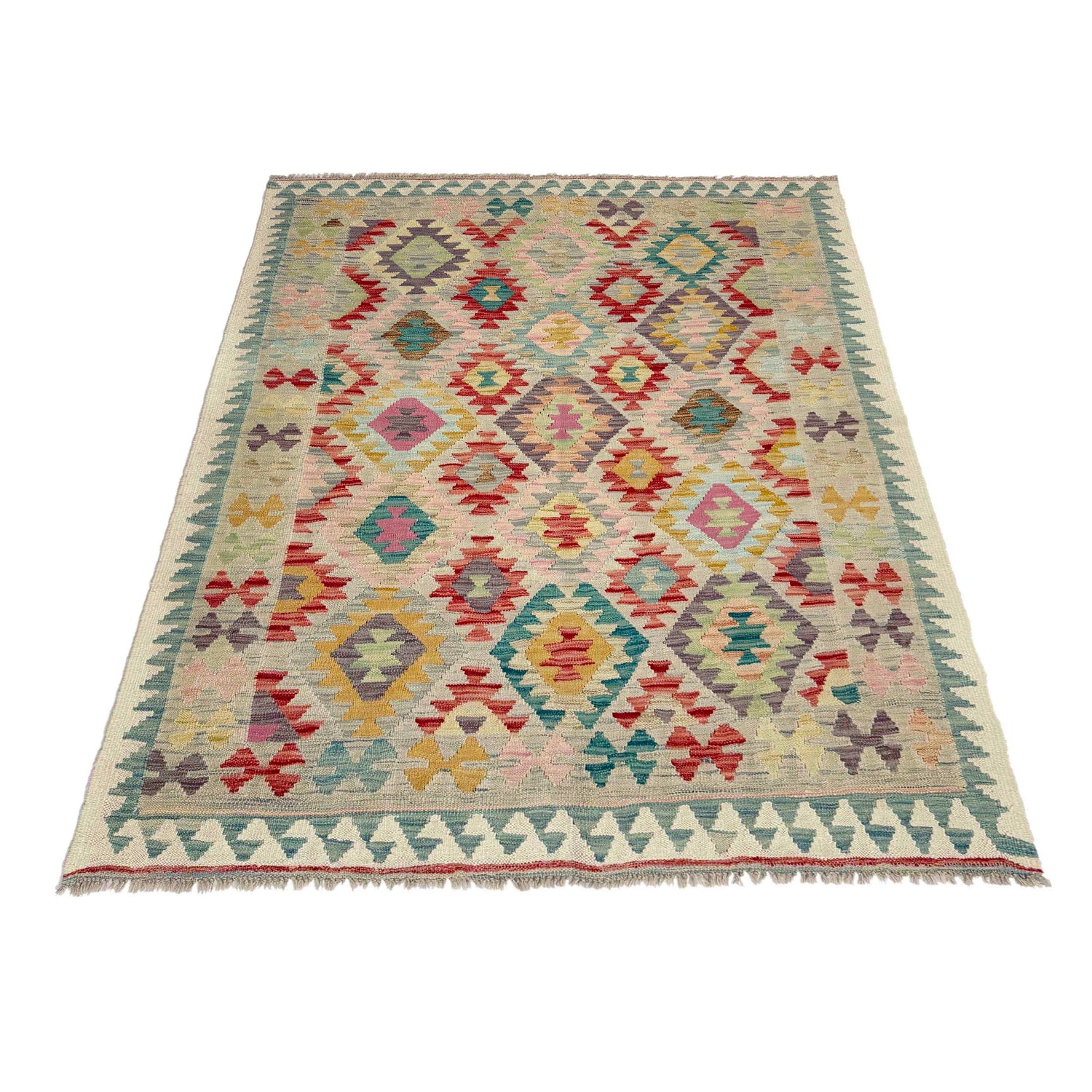 Handmade Vegetable Kilim 5' 1" x 6' 7" (ft) - No. Y39128