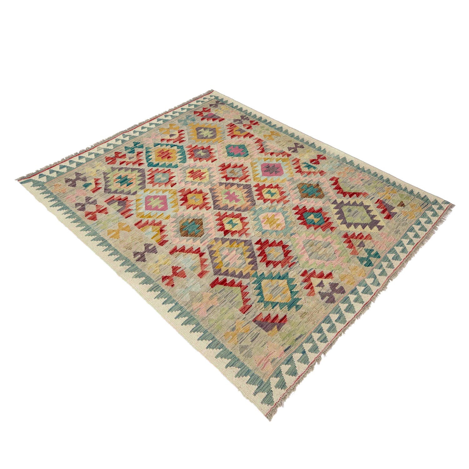 Handmade Vegetable Kilim 5' 1" x 6' 7" (ft) - No. Y39128