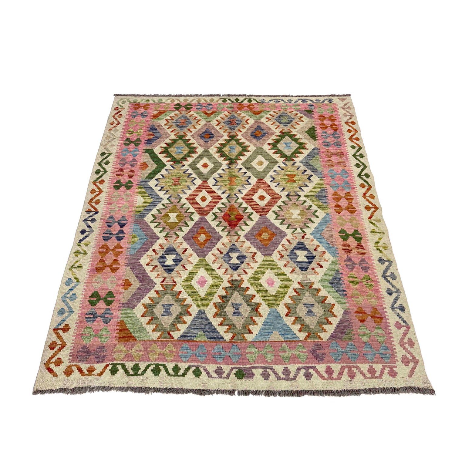 Handmade Vegetable Kelim 5' 2" x 6' 9" (ft) - No. Y39145