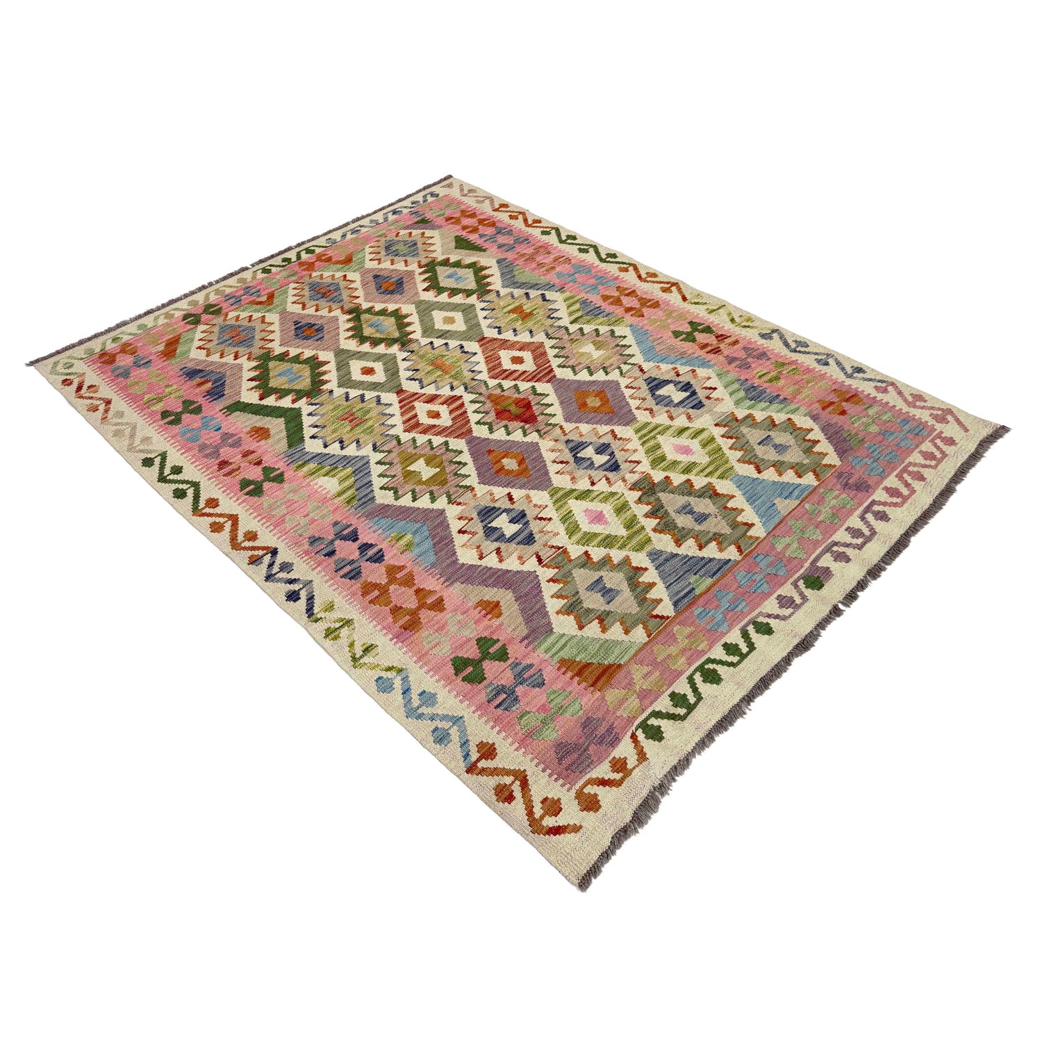 Handmade Vegetable Kelim 5' 2" x 6' 9" (ft) - No. Y39145