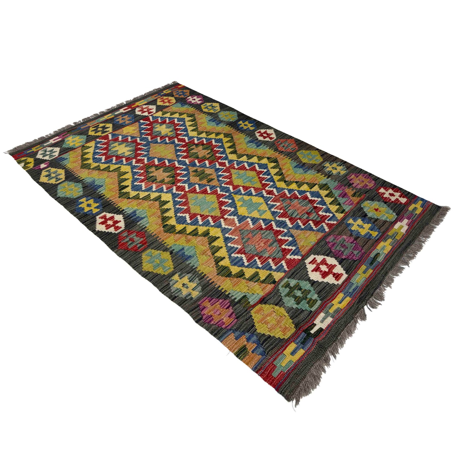 Handmade Vegetable Kelim 3' 5" x 5' 3" (ft) - No. Y39163