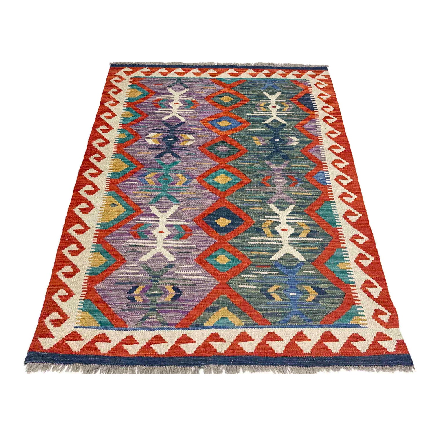 Handmade Vegetable Kelim 3' 2" x 4' 11" (ft) - No. Y39167