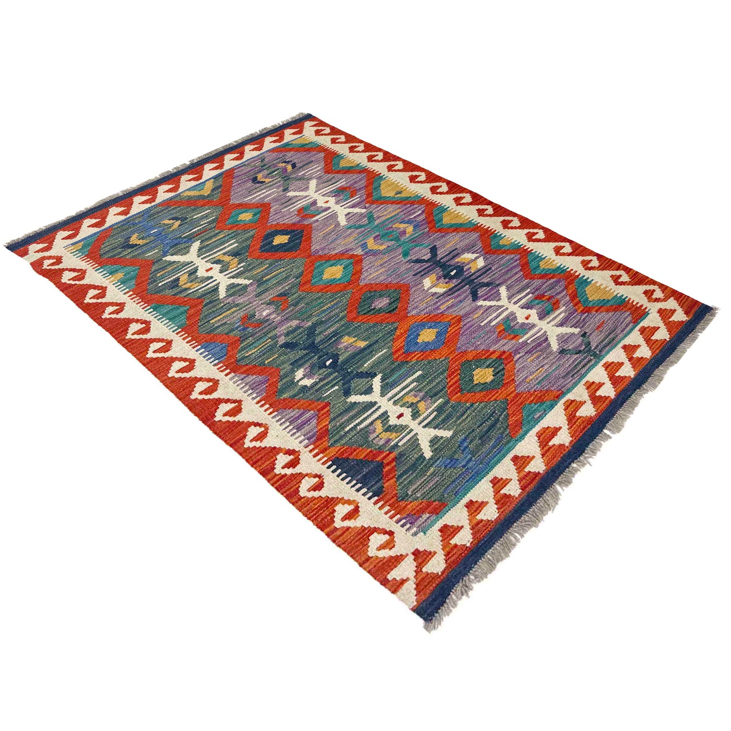 Handmade Vegetable Kelim 3' 2" x 4' 11" (ft) - No. Y39167