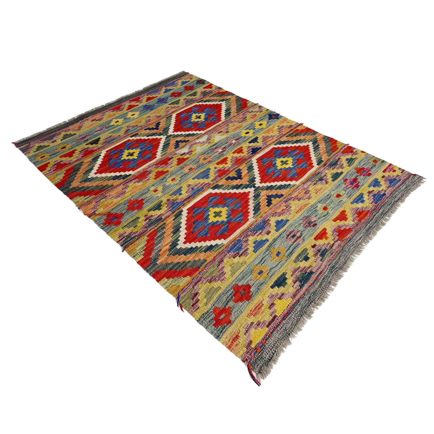 Handmade Vegetable Kelim 3' 2" x 4' 11" (ft) - No. Y39168