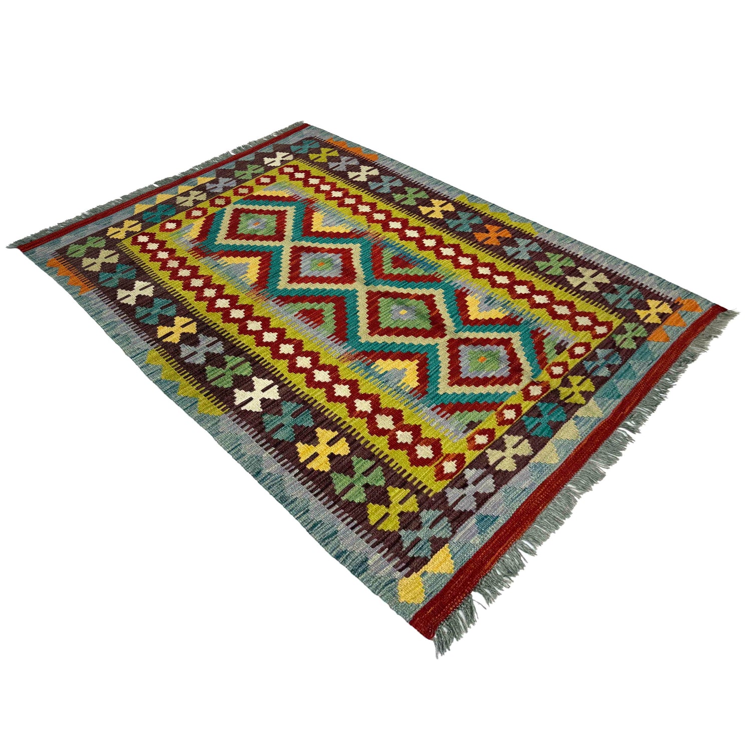 Handmade Vegetable Kilim 3' 4" x 4' 11" (ft) - No. Y39170
