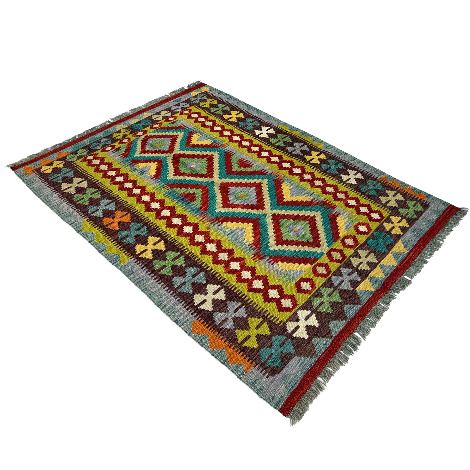 Handmade Vegetable Kilim 3' 4" x 4' 11" (ft) - No. Y39170