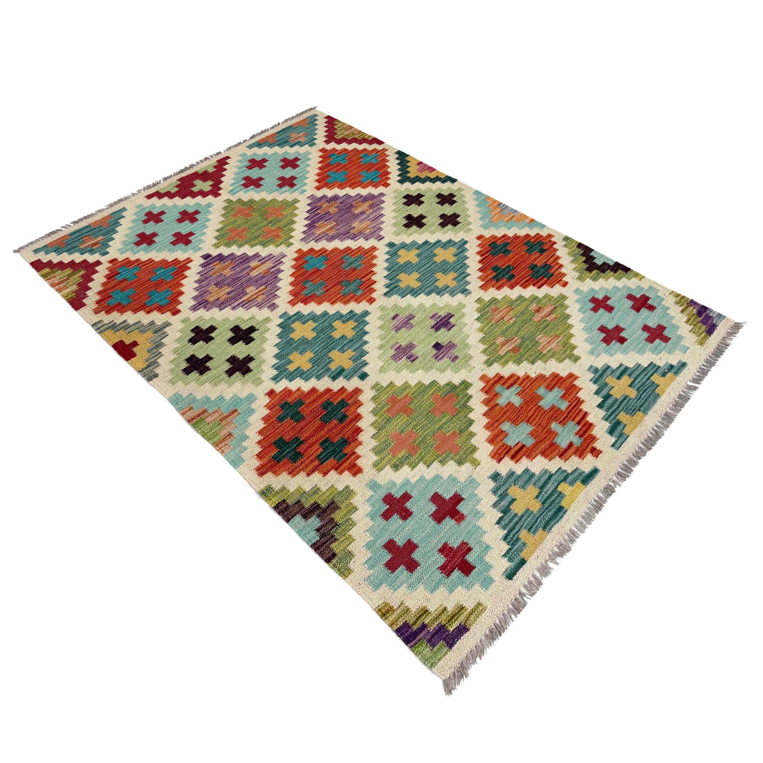 Handmade Vegetable Kelim 3' 4" x 4' 11" (ft) - No. Y39172