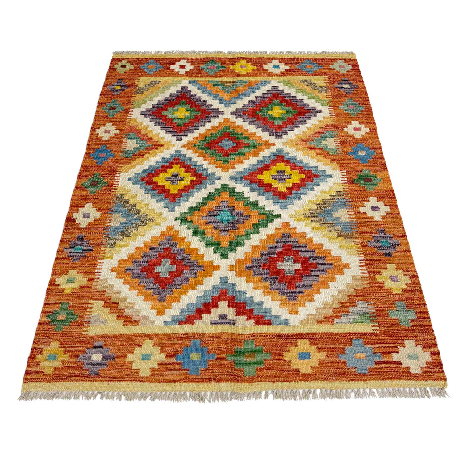 Handmade Vegetable Kilim 3' 4" x 4' 9" (ft) - No. Y39175