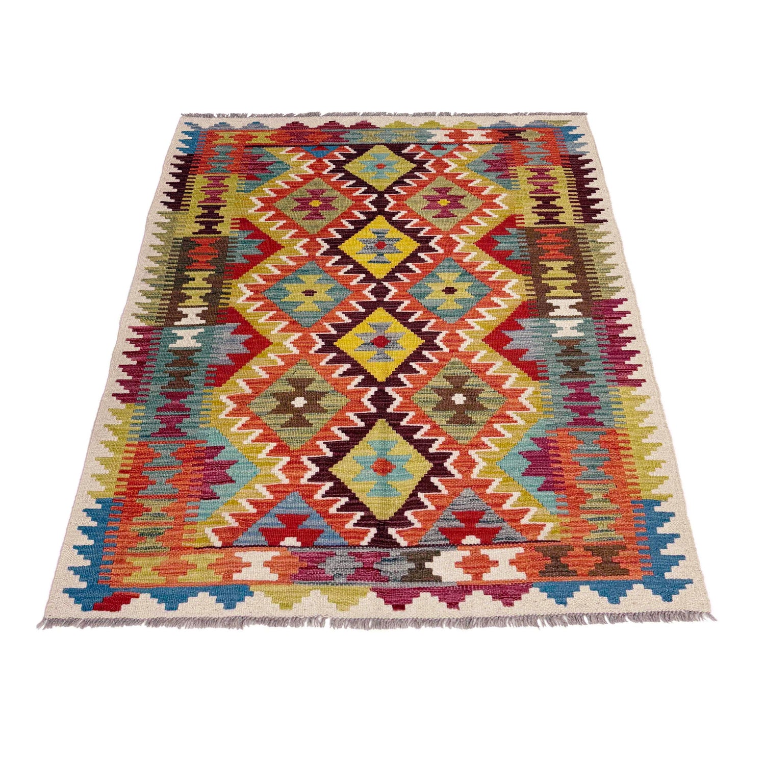 Handmade Vegetable Kelim 3' 7" x 4' 11" (ft) - No. Y39176