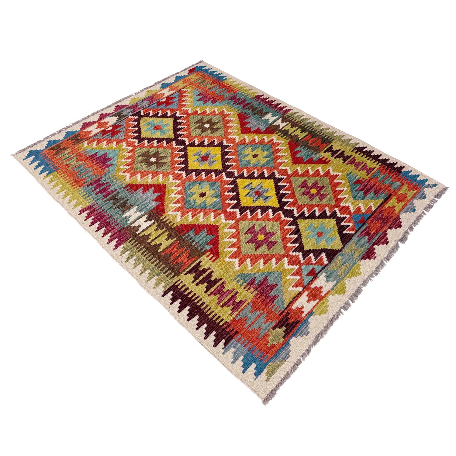 Handmade Vegetable Kelim 3' 7" x 4' 11" (ft) - No. Y39176