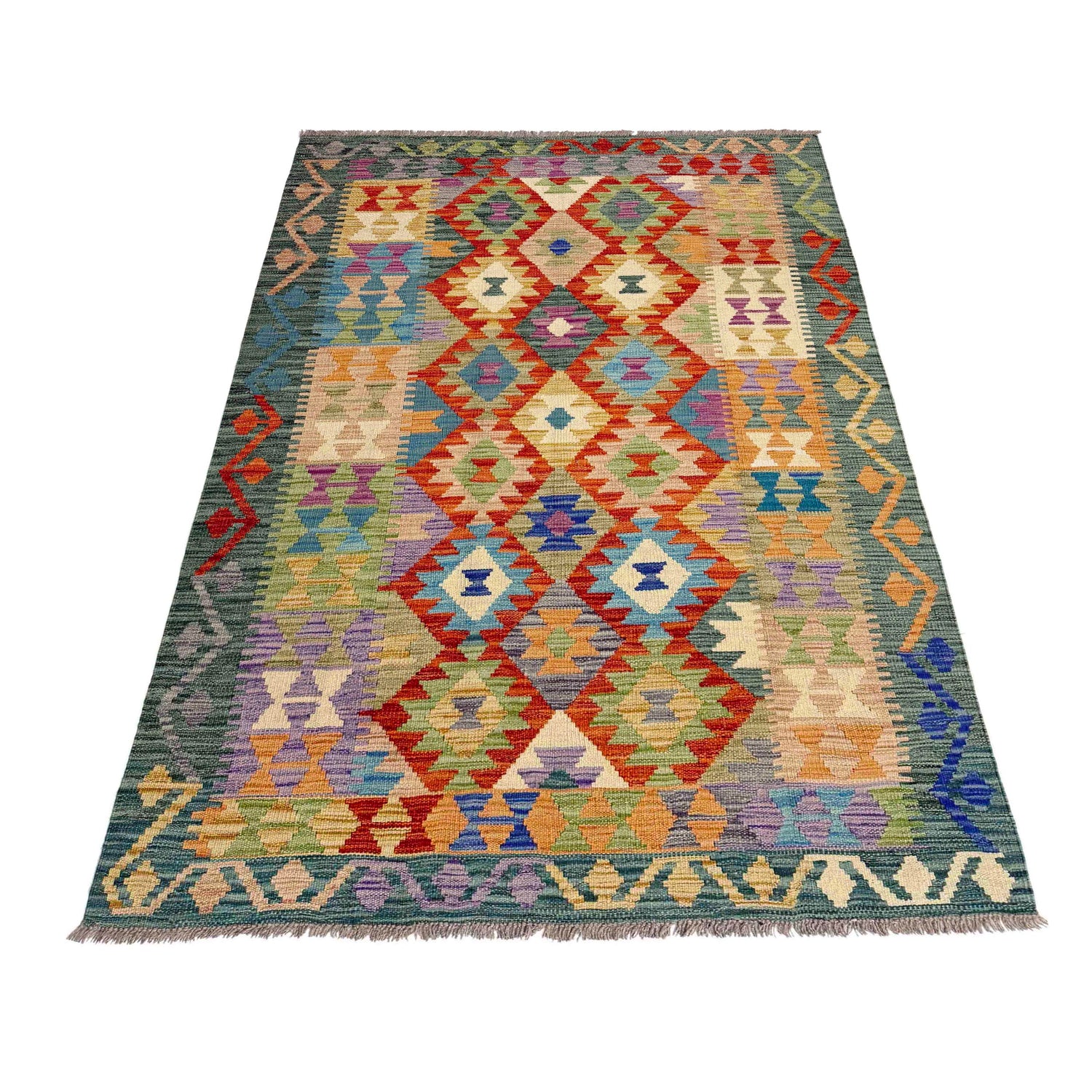 Handmade Vegetable Kilim 4' 1" x 6' 8" (ft) - No. Y39179