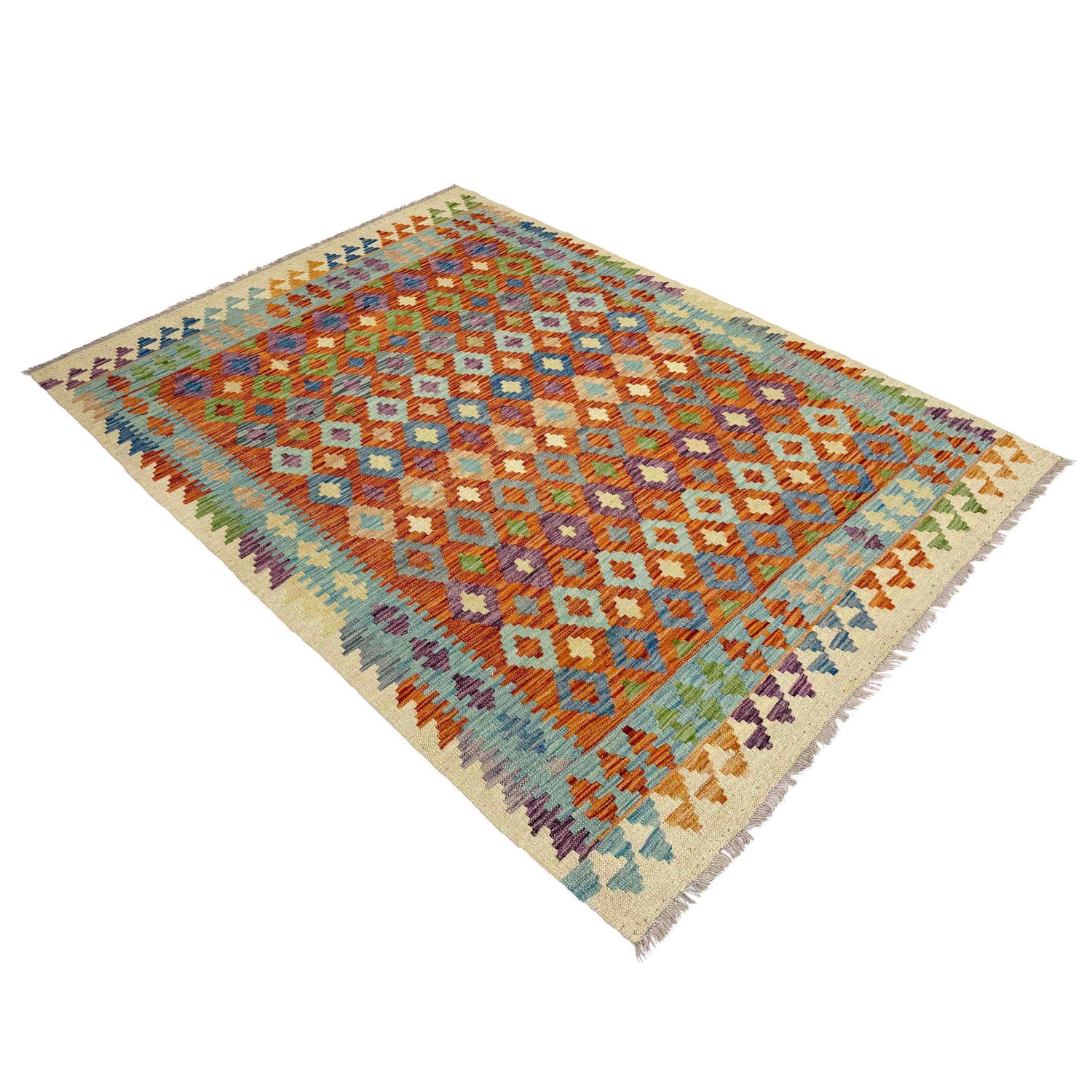 Handmade Vegetable Kilim 4' 6" x 6' 7" (ft) - No. Y39180
