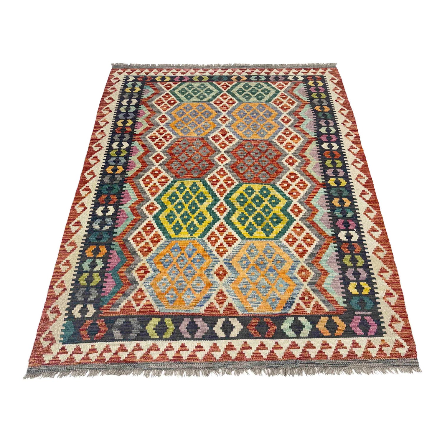 Handmade Vegetable Kelim 4' 2" x 5' 10" (ft) - No. Y39183
