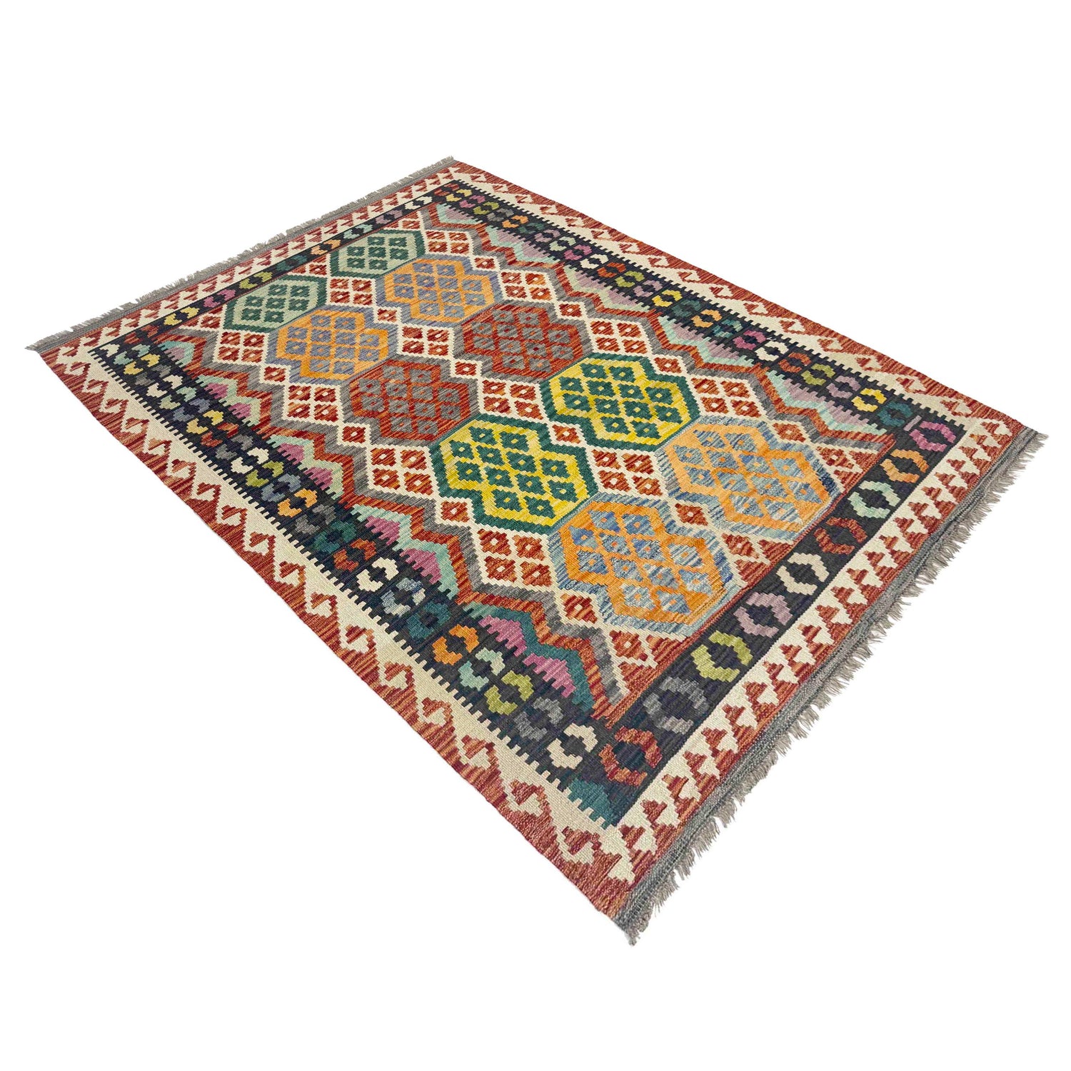 Handmade Vegetable Kelim 4' 2" x 5' 10" (ft) - No. Y39183