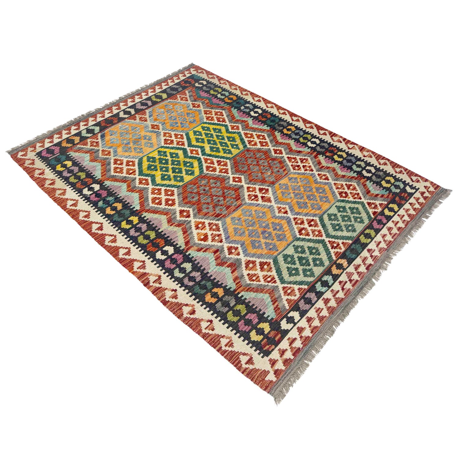 Handmade Vegetable Kelim 4' 2" x 5' 10" (ft) - No. Y39183