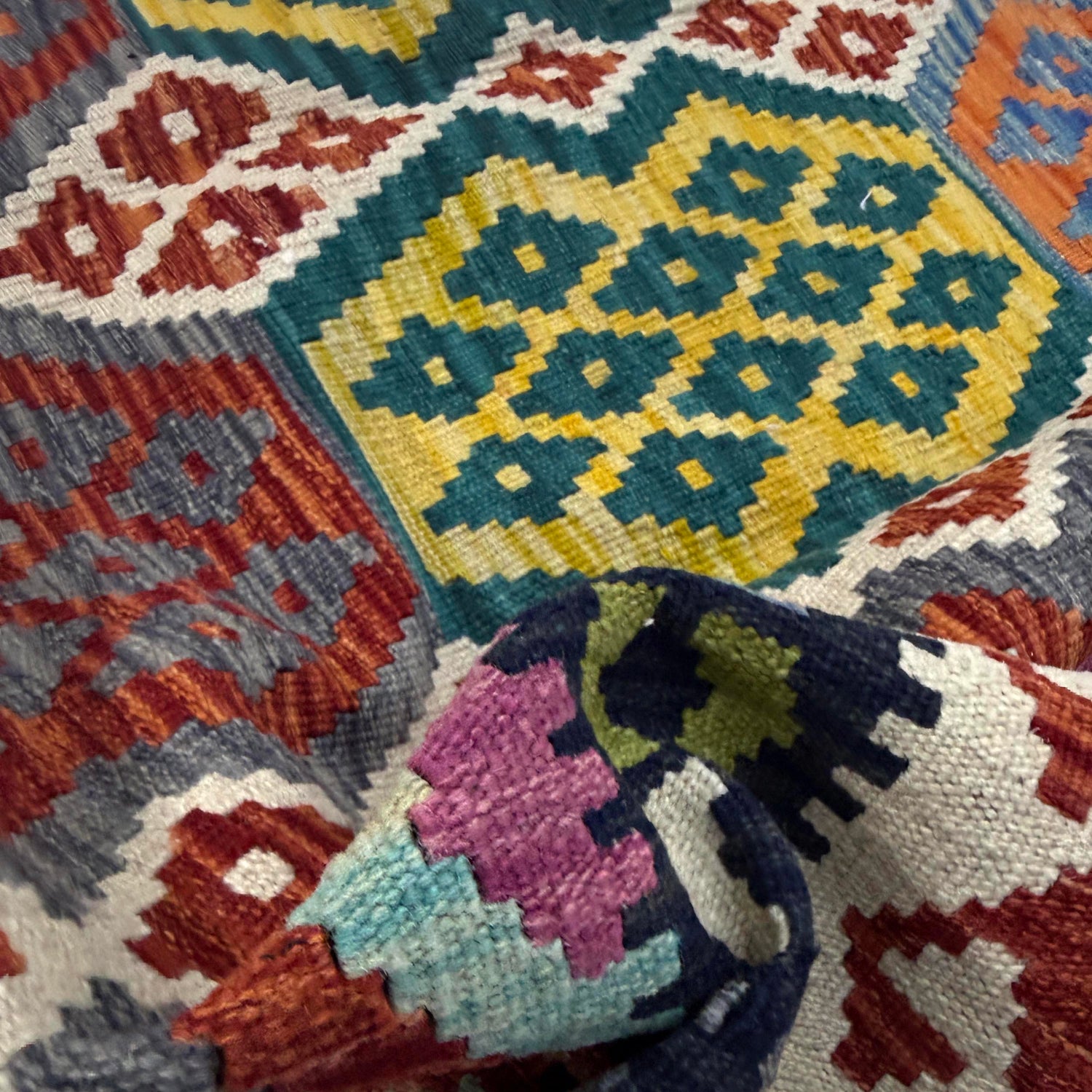Handmade Vegetable Kelim 4' 2" x 5' 10" (ft) - No. Y39183