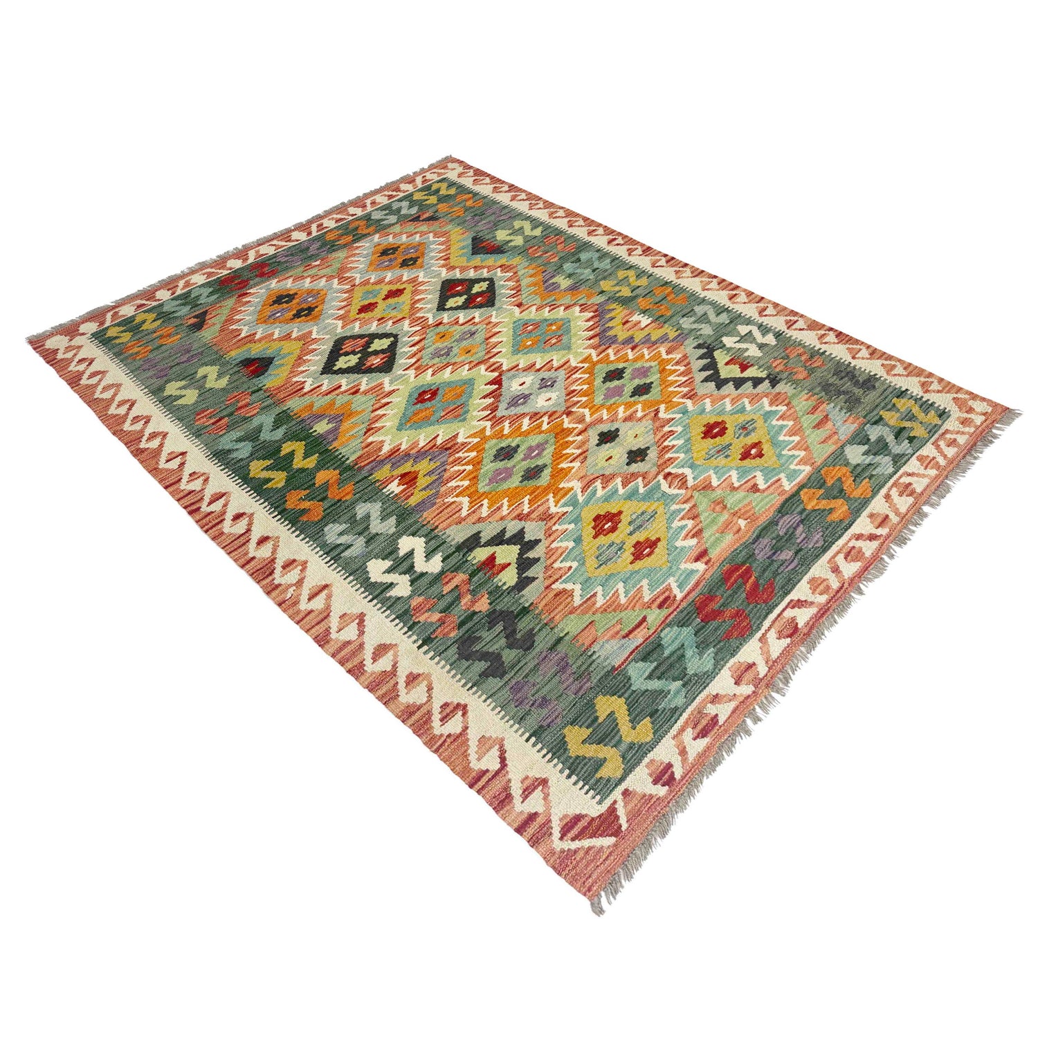 Handmade Vegetable Kilim 4' 4" x 5' 11" (ft) - No. Y39185