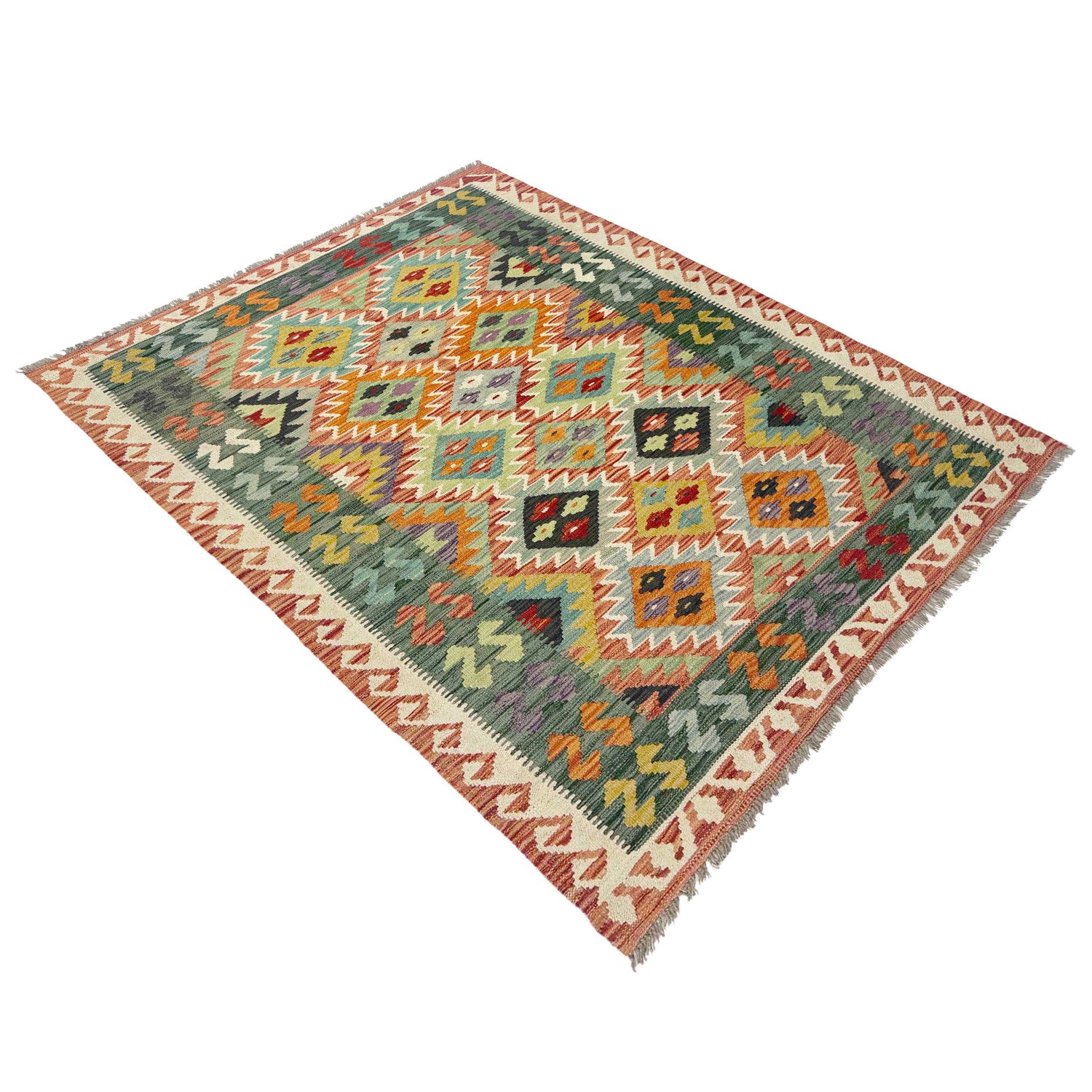 Handmade Vegetable Kilim 4' 4" x 5' 11" (ft) - No. Y39185