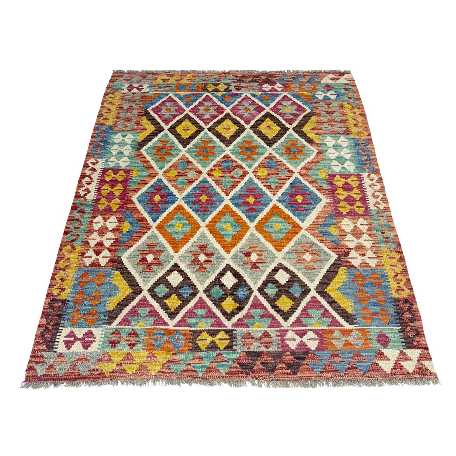 Handmade Vegetable Kelim 4' 2" x 5' 9" (ft) - No. Y39187