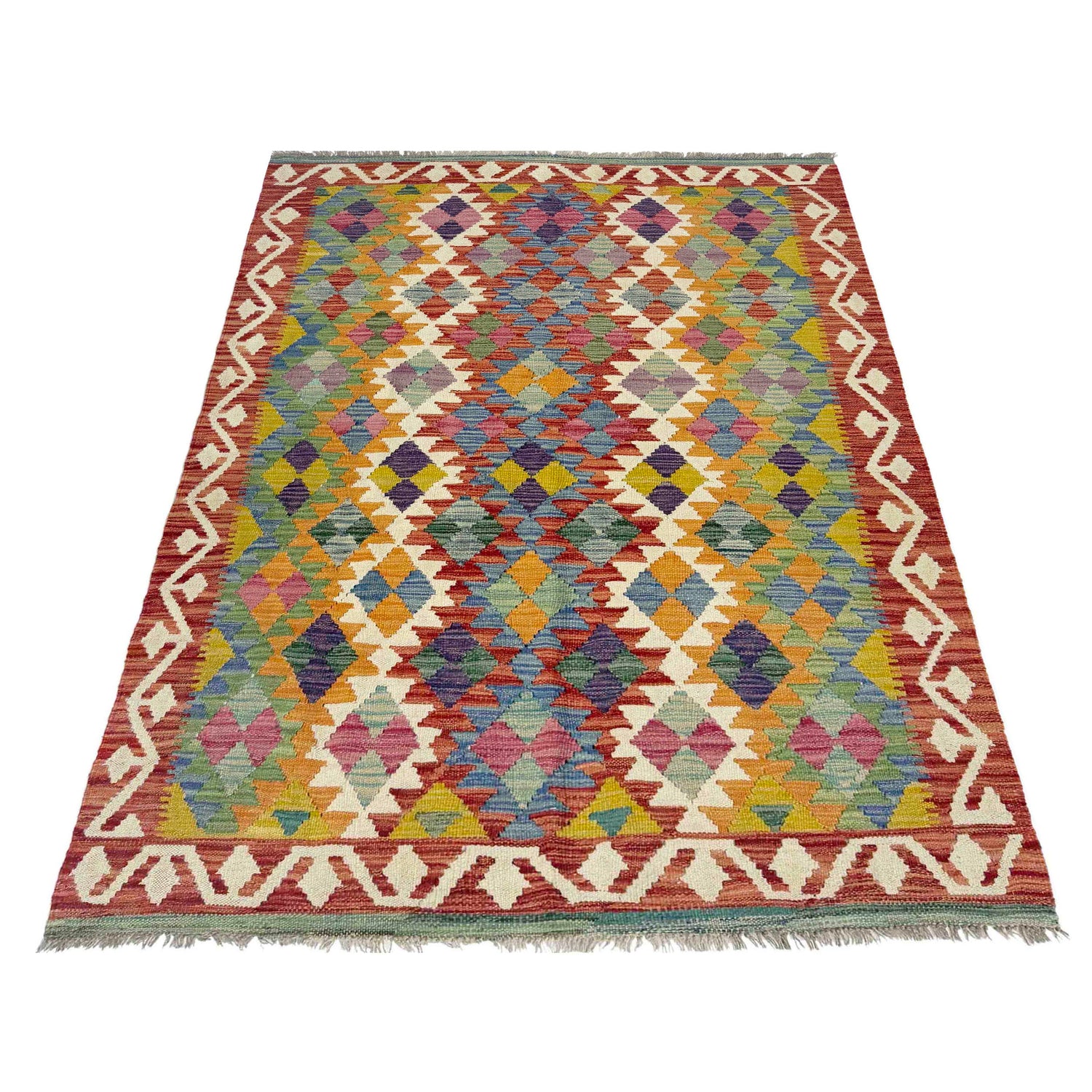 Handmade Vegetable Kilim 4' 2" x 6' 0" (ft) - No. Y39189