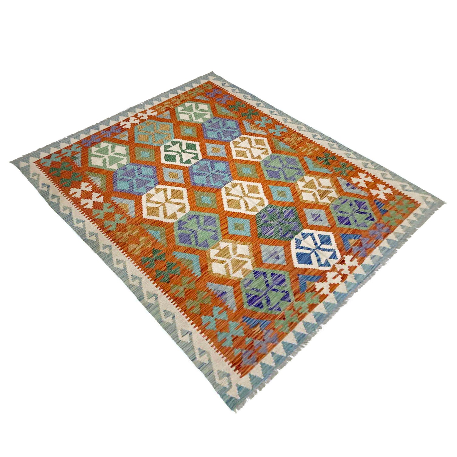 Handmade Vegetable Kelim 5' 7" x 8' 1" (ft) - No. Y39190